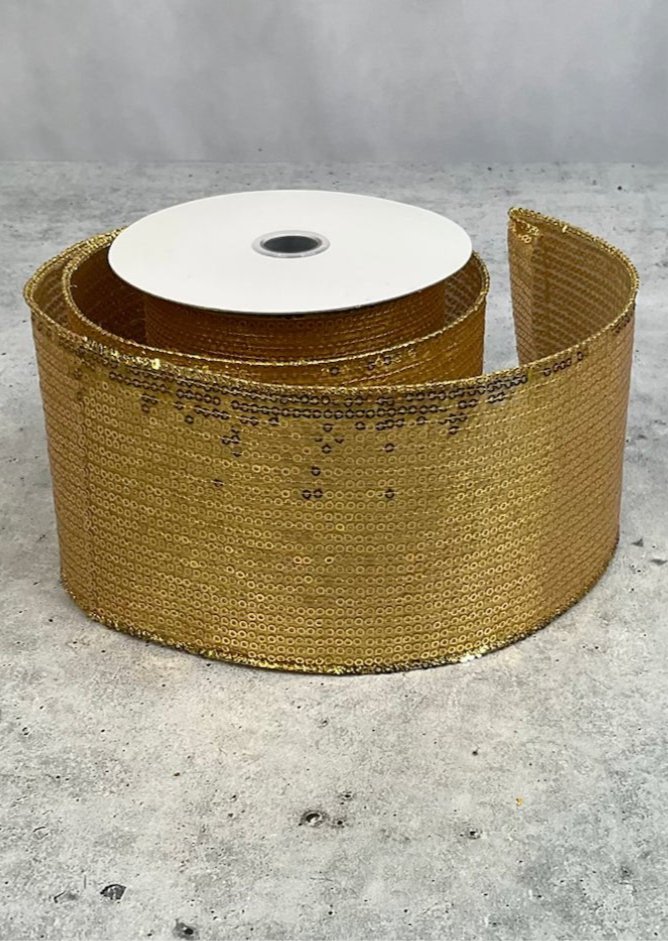Gold dazzle wired ribbon 4” - Greenery MarketXR500/4 - GO