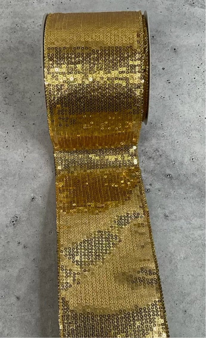 Gold dazzle wired ribbon 4” - Greenery MarketXR500/4 - GO