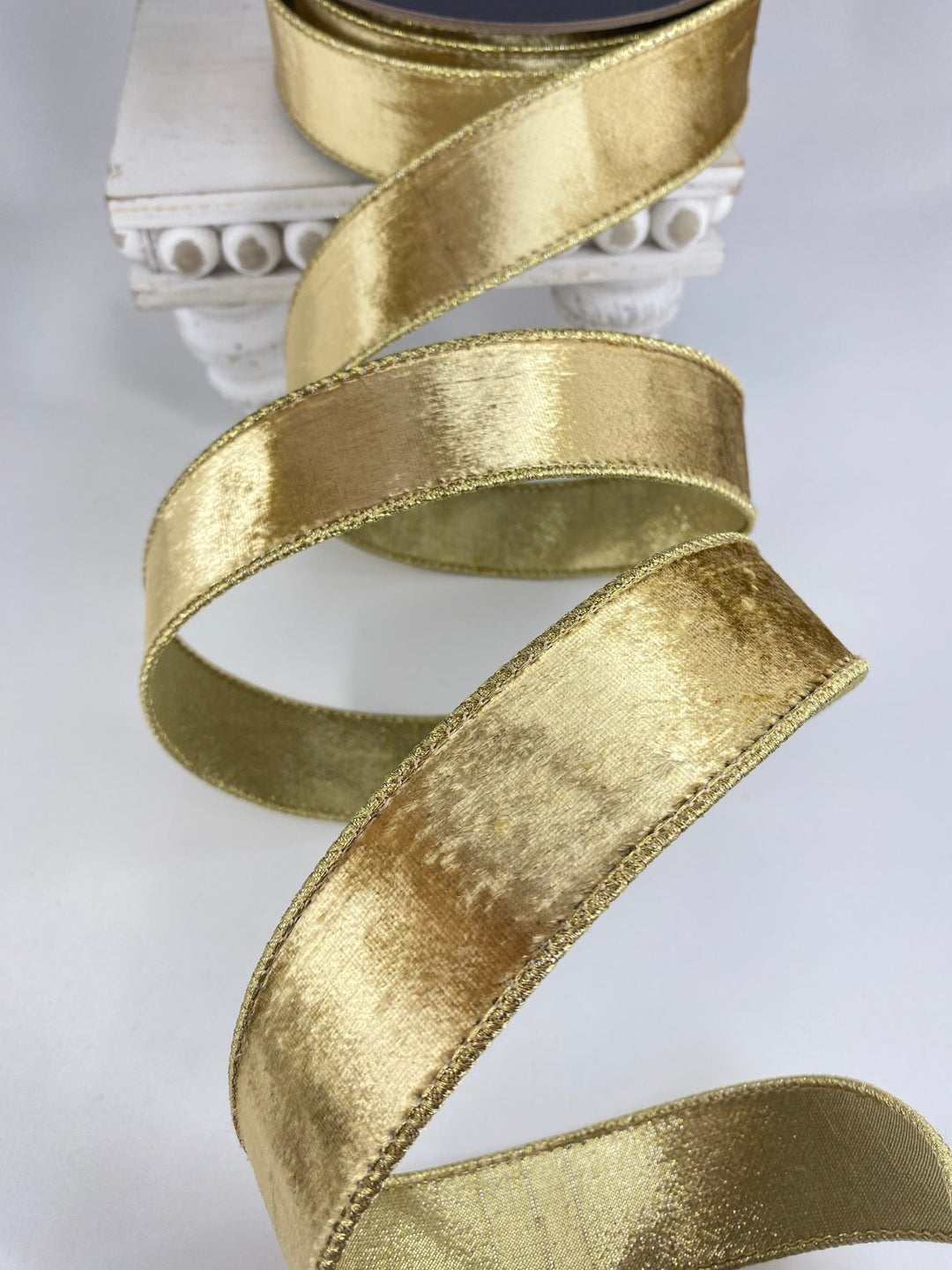 Gold Flashy Velvet Farrisilk Wired Ribbon - 1.5" - Greenery MarketRG073 - 50