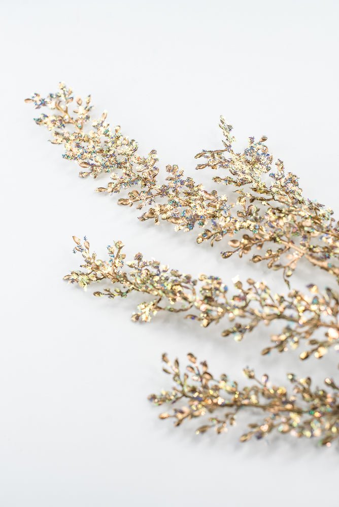 Gold Glitter Sequin Leaf Spray - 32" - Greenery MarketXG1120GO