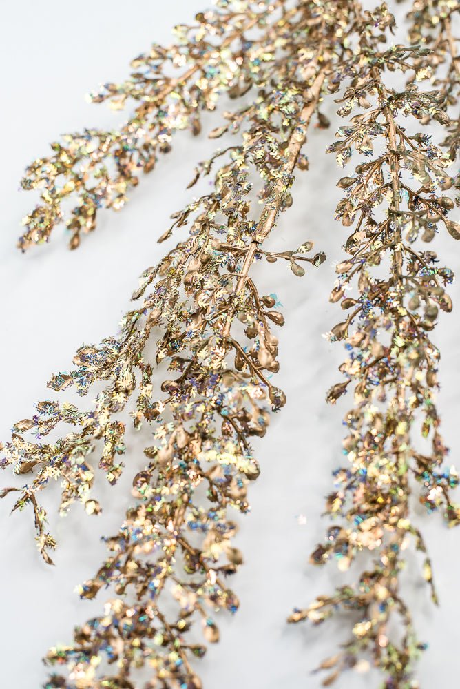 Gold Glitter Sequin Leaf Spray - 32" - Greenery MarketXG1120GO