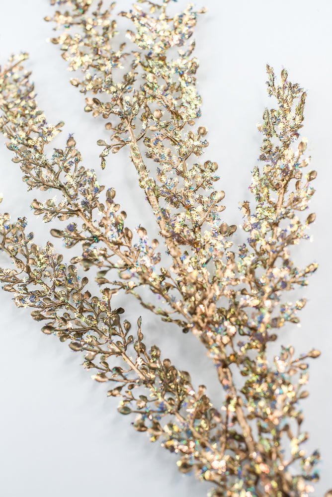Gold Glitter Sequin Leaf Spray - 32" - Greenery MarketXG1120GO