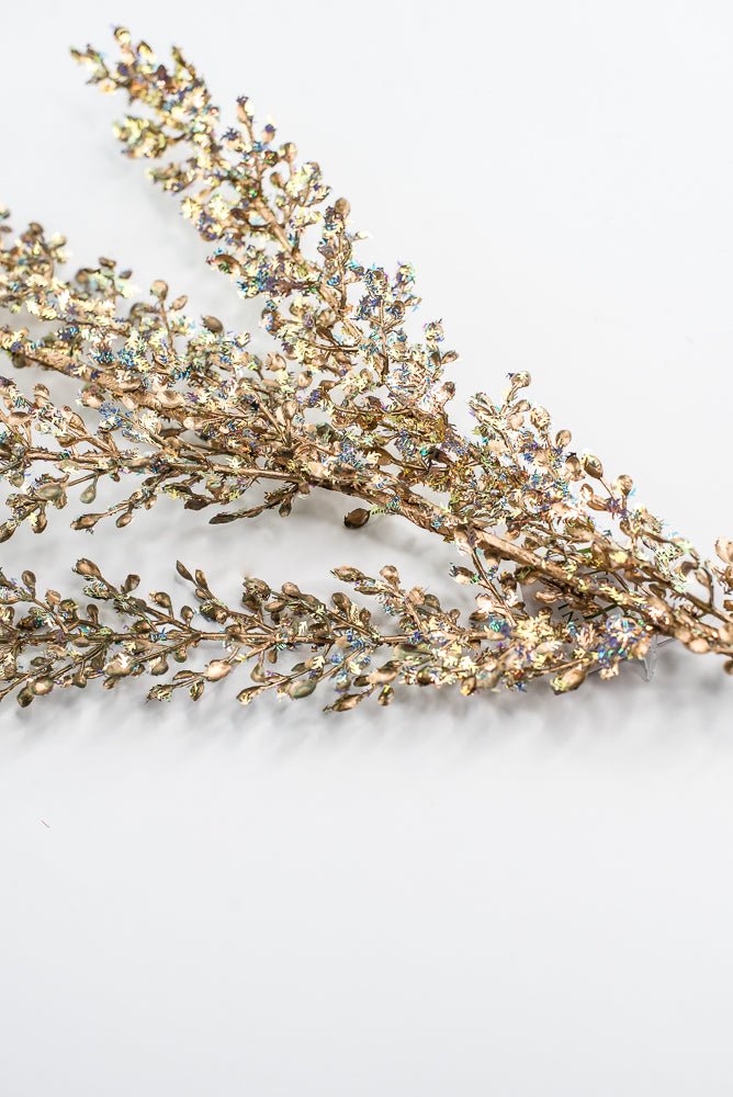 Gold Glitter Sequin Leaf Spray - 32" - Greenery MarketXG1120GO