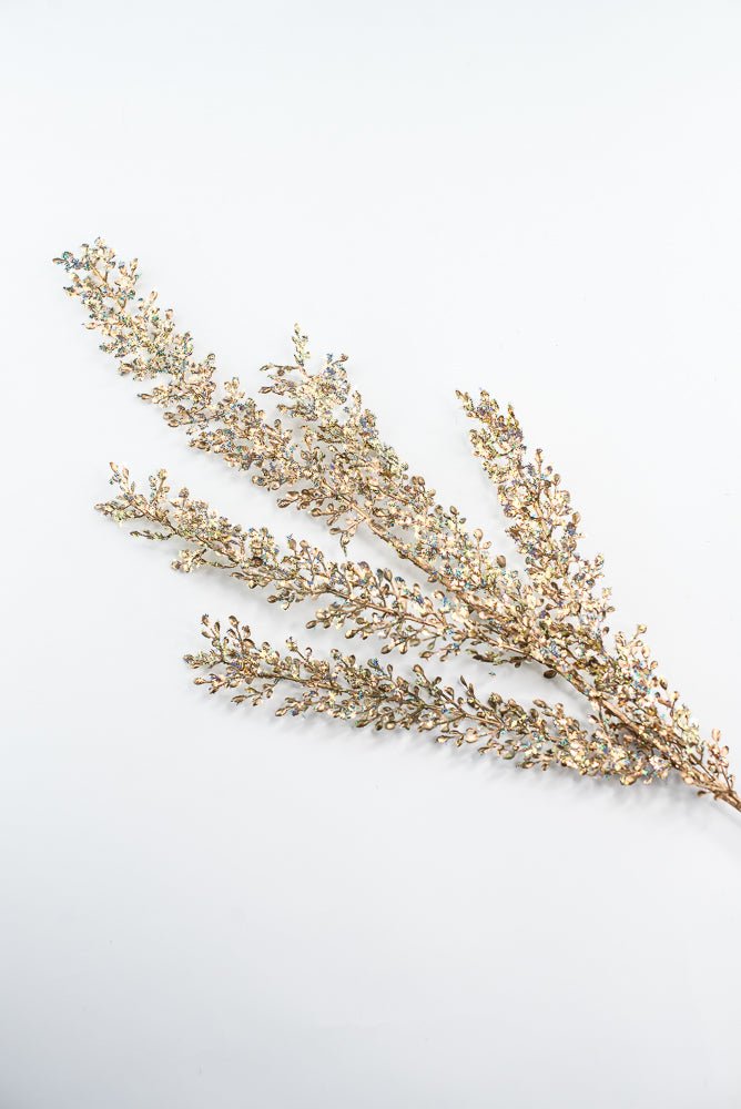 Gold Glitter Sequin Leaf Spray - 32" - Greenery MarketXG1120GO