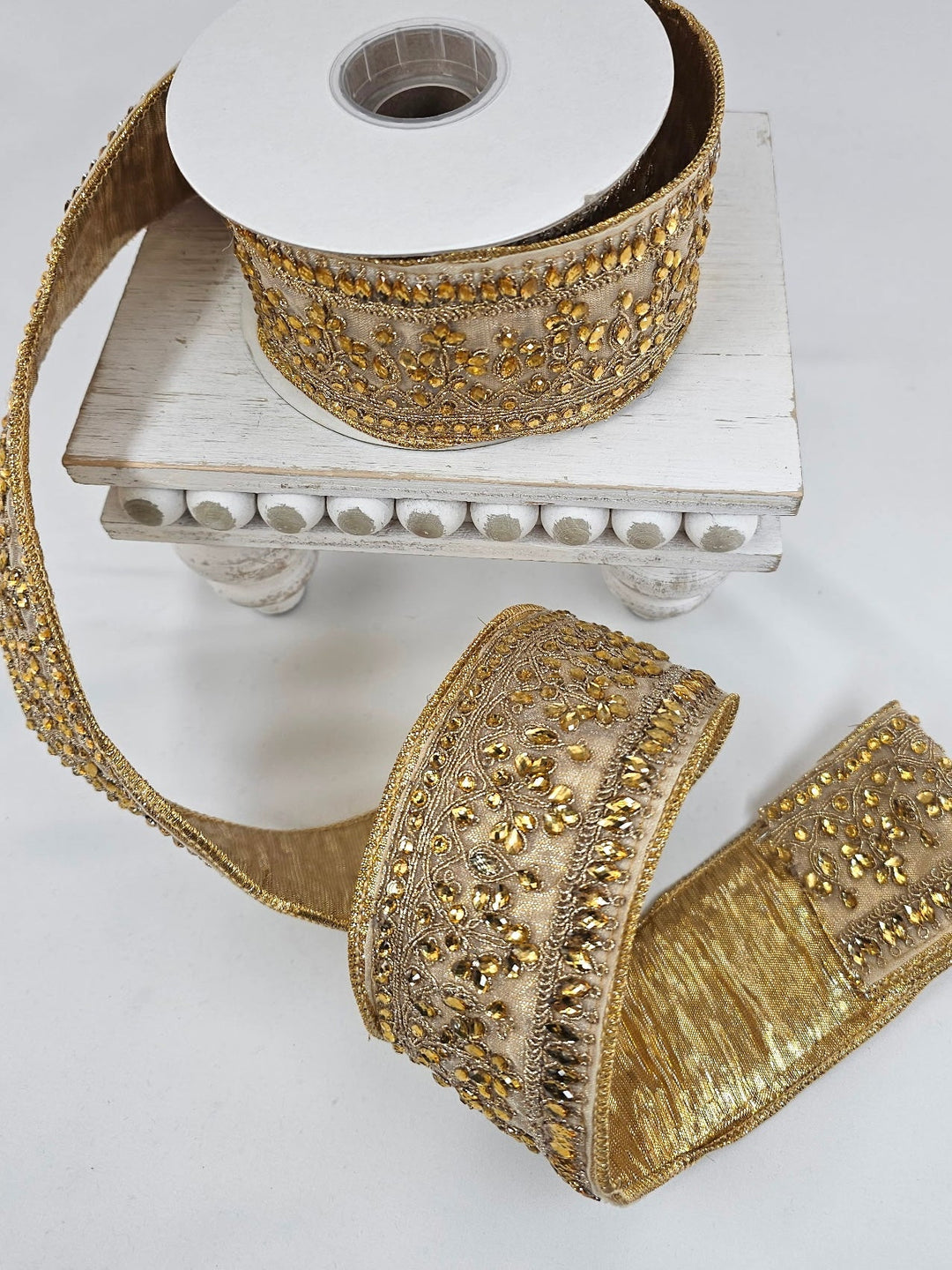 Gold Jeweled Trim Ribbon - 2.5" - Greenery MarketXR600/25GO