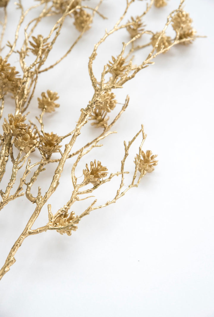 Gold mini pinecones bush - Greenery Market20162 - GD