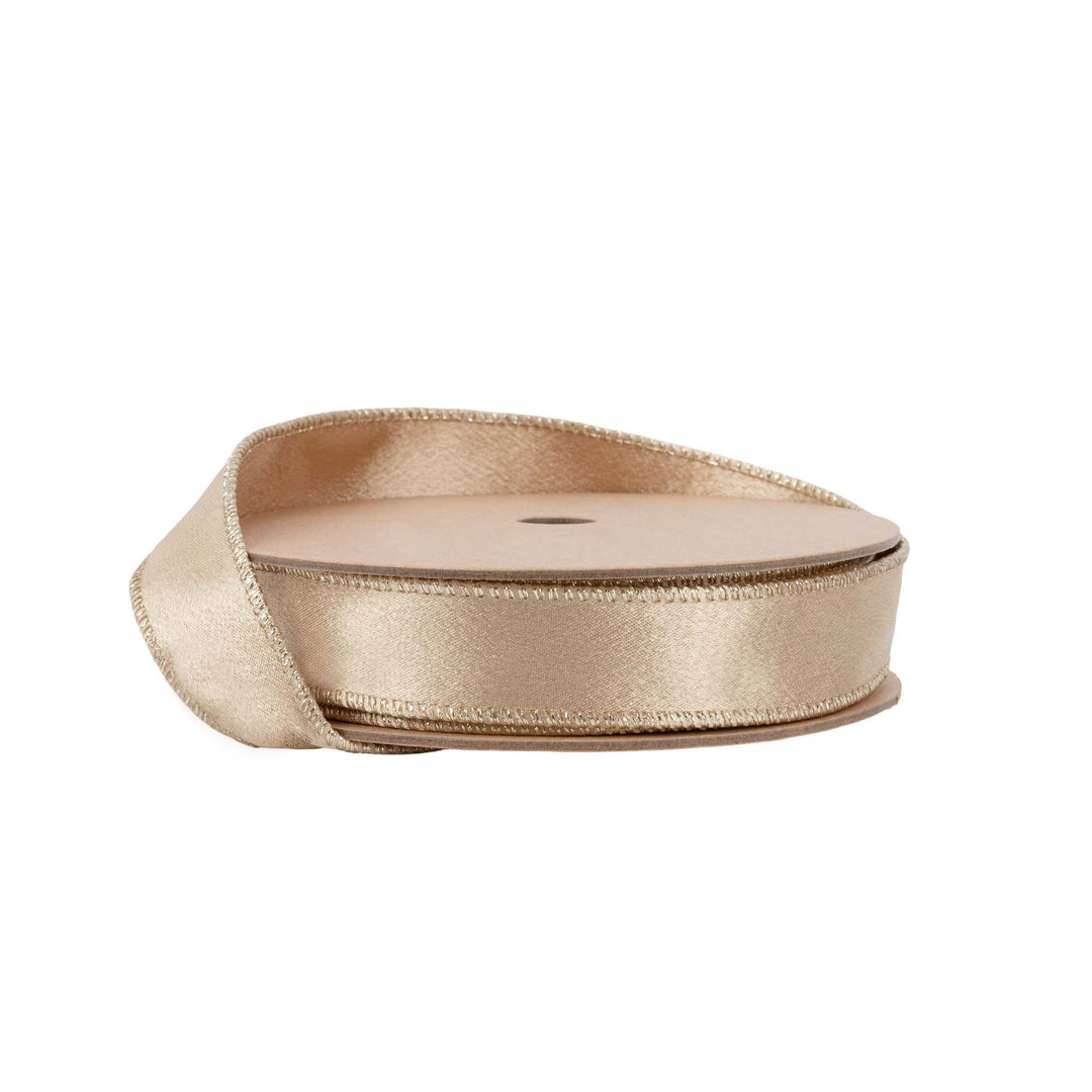 Gold Shimmer Satin Wired Ribbon - 1" - Greenery Market2300W - 675 - 25E