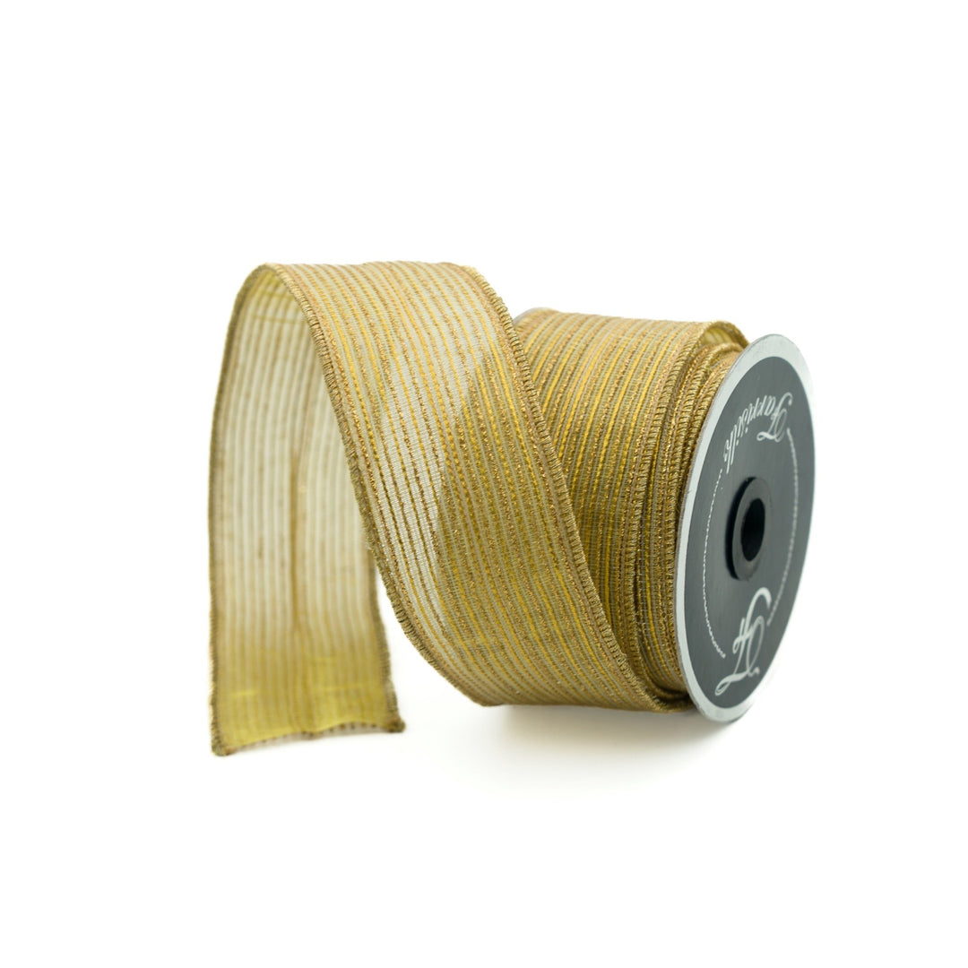 Gold Tinsel Stripes Farrisilk Wired Ribbon - 2" - Greenery MarketRibbons & TrimRK414 - 50