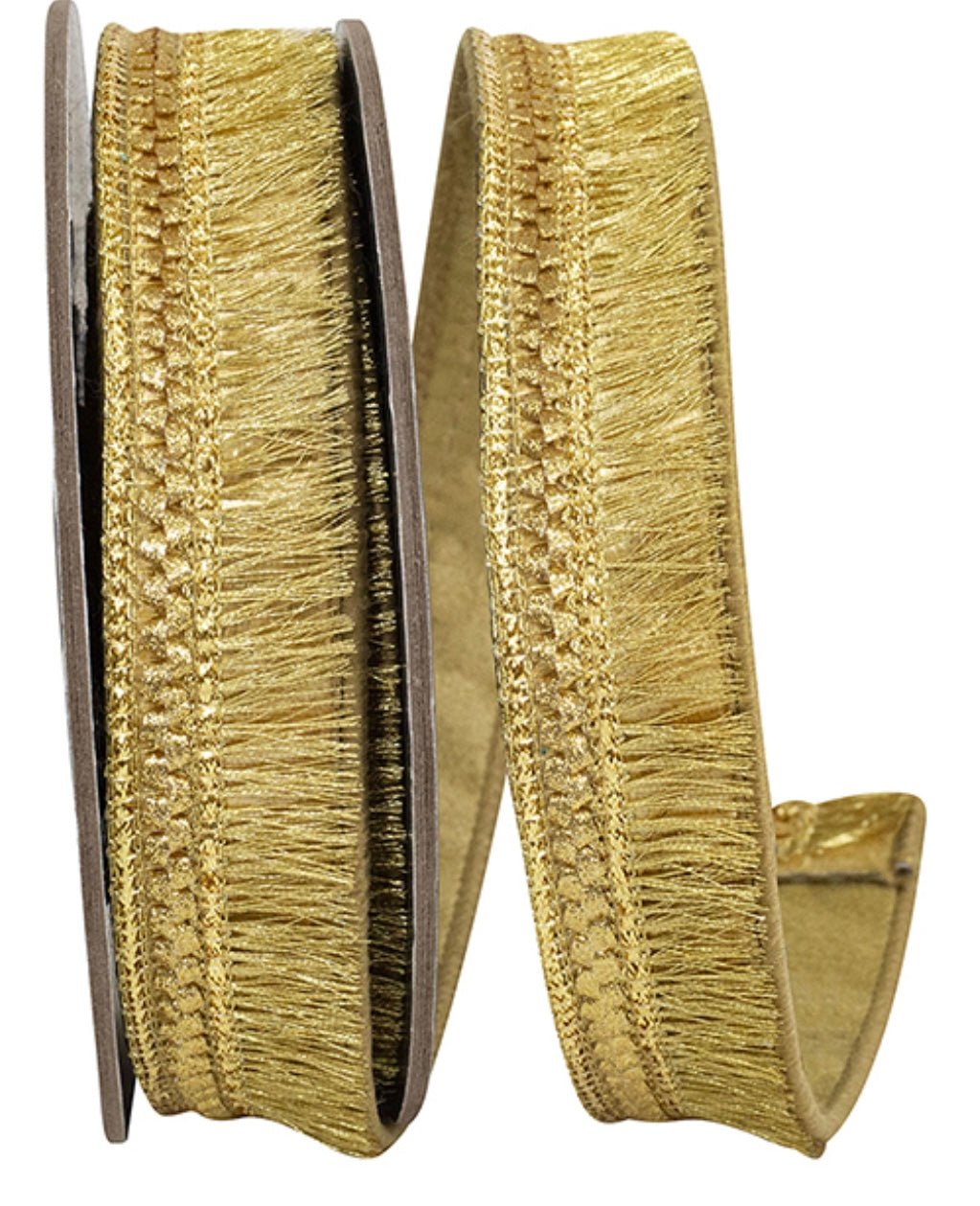 Gold Trim Velvet Fringe Wired Ribbon 7/8” - Greenery MarketWired ribbon94371W - 035 - 05D