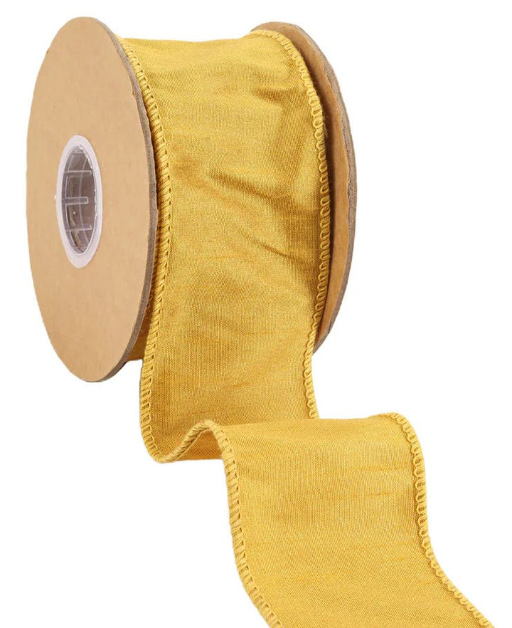 Golden Yellow Dupioni Wired Ribbon 2.5" - Greenery MarketWired ribbon
