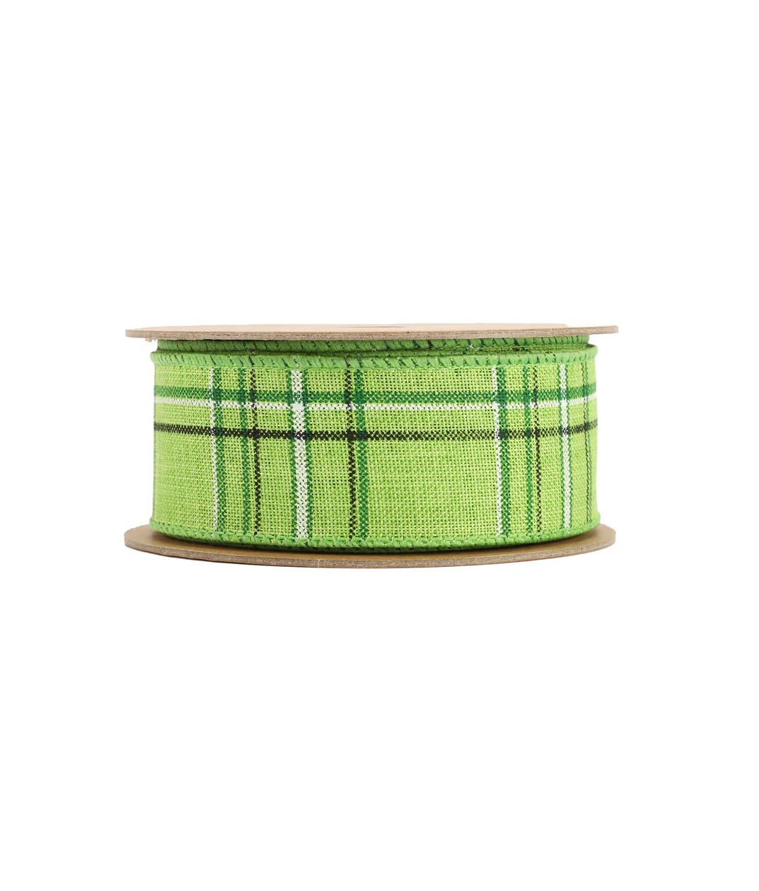 Green and black plaid wired ribbon 1.5” - Greenery Marketwired ribbon9324W - 549 - 38E