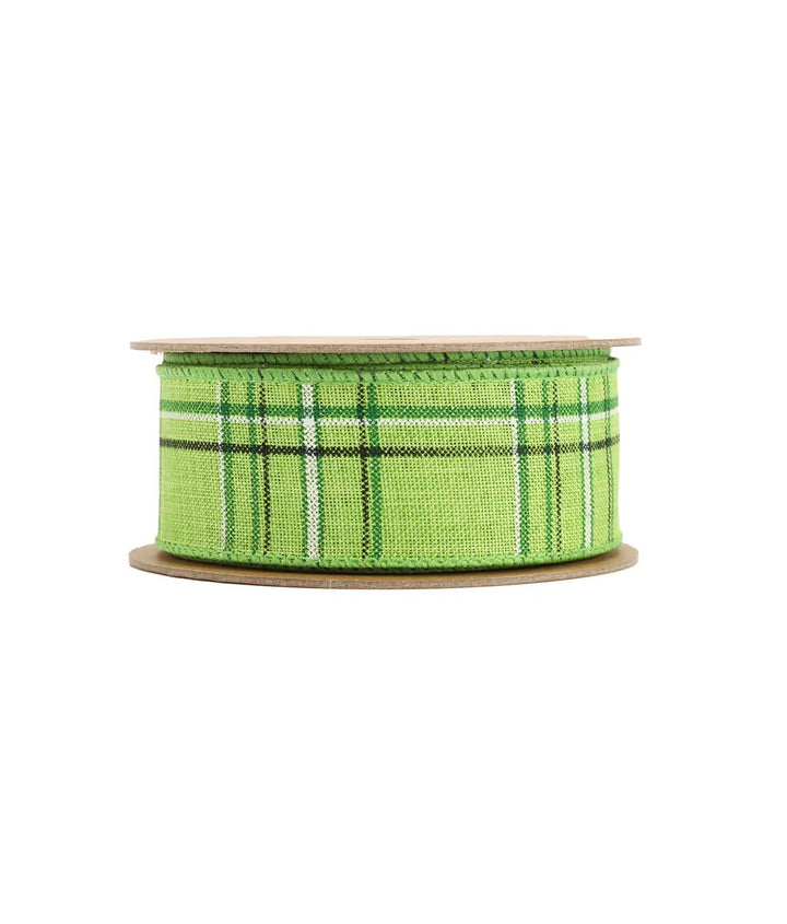 Green and black plaid wired ribbon 1.5” - Greenery Marketwired ribbon9324W - 549 - 38E