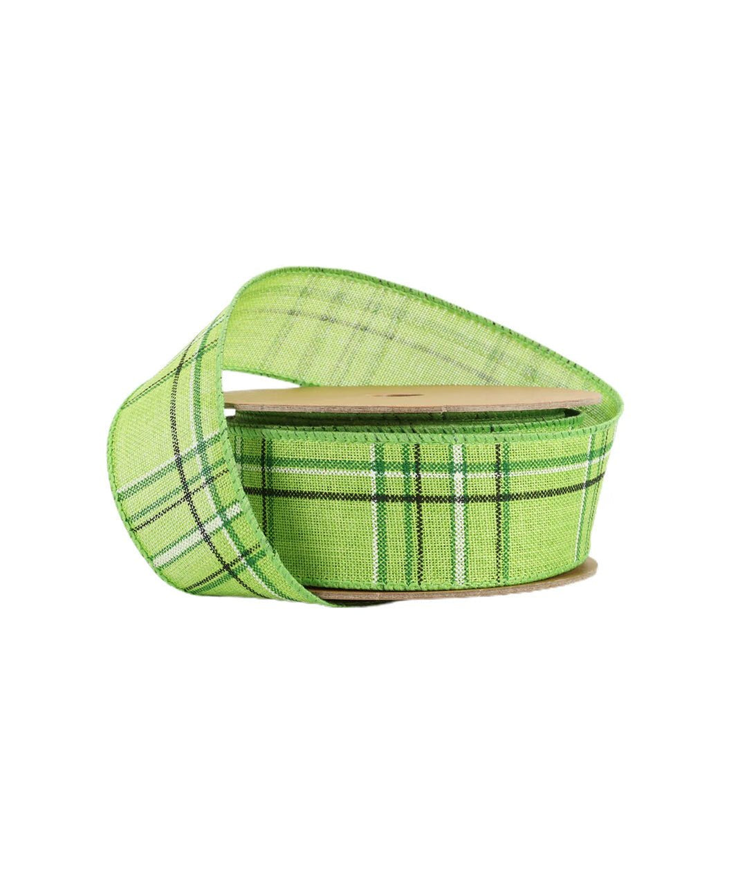 Green and black plaid wired ribbon 1.5” - Greenery Marketwired ribbon9324W - 549 - 38E