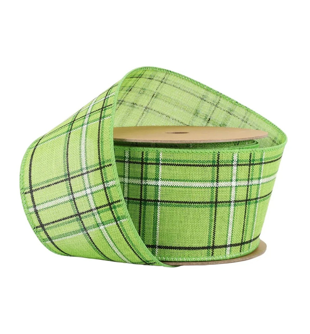 Green and black plaid wired ribbon 2.5” - Greenery Marketwired ribbon9324W - 549 - 63E