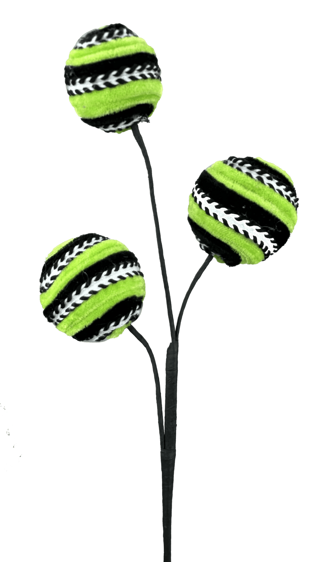 Green and Black Stripe Velvet Ball Spray - Greenery Market57246GNBK