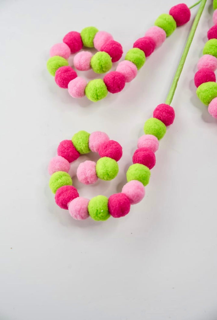 Green and pink brights curly ball spray - Greenery MarketPicksGM2121PKGN