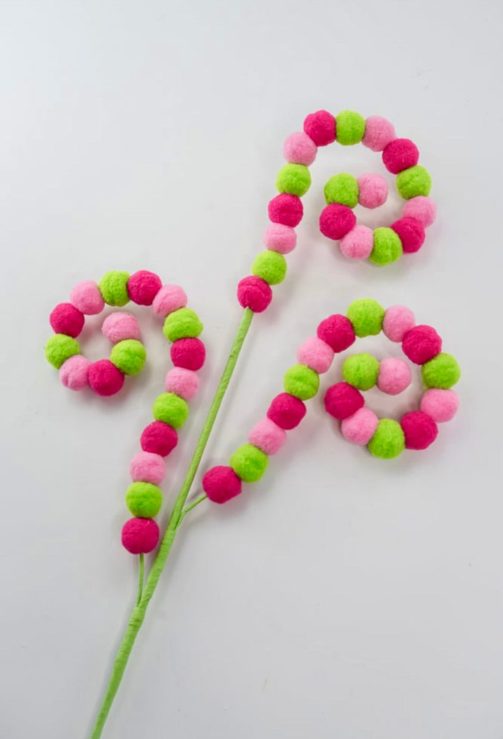 Green and pink brights curly ball spray - Greenery MarketPicksGM2121PKGN