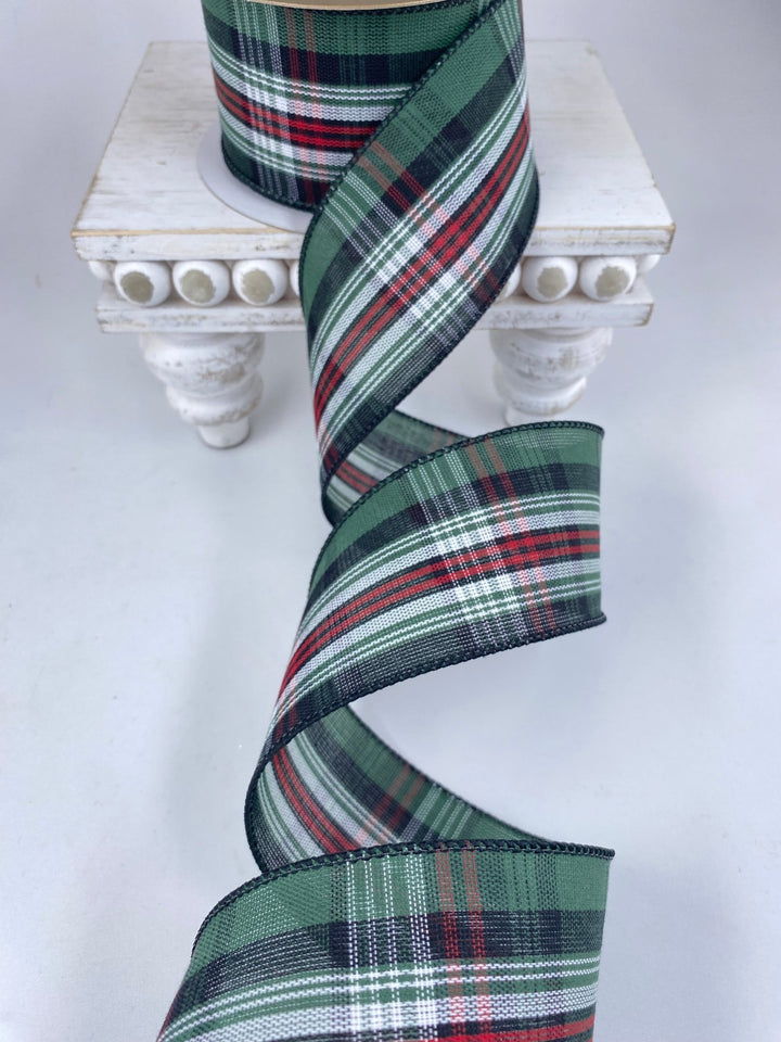 Green and red plaid wired ribbon 2.5” - Greenery MarketRibbons & Trim179612