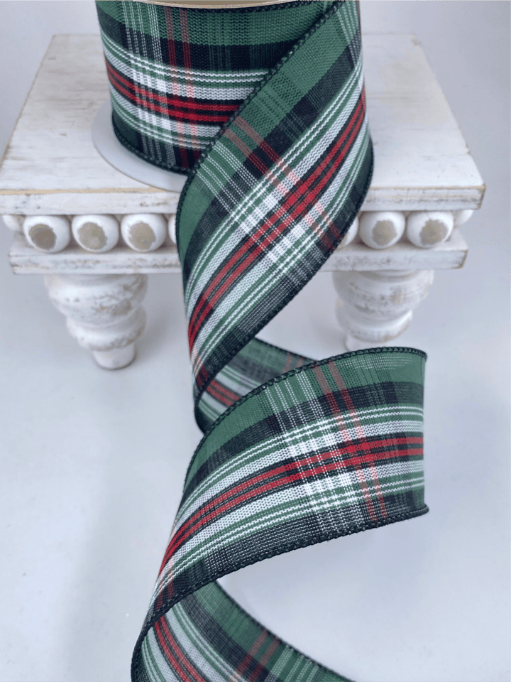 Green and red plaid wired ribbon 2.5” - Greenery MarketRibbons & Trim179612