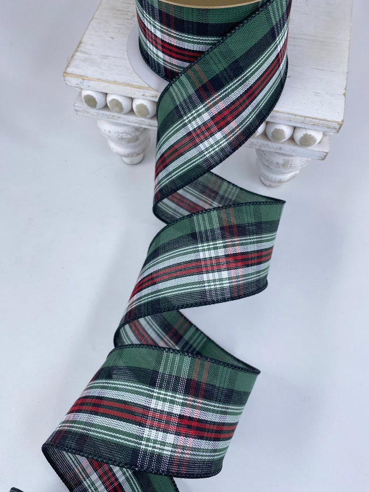 Green and red plaid wired ribbon 2.5” - Greenery MarketRibbons & Trim179612
