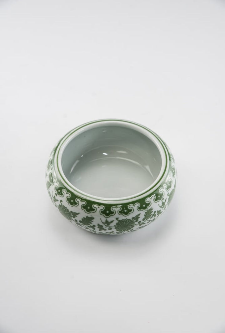 Green Chinoiserie Bowl Vase Large - Greenery MarketgreeneryACR055 - GR/WH