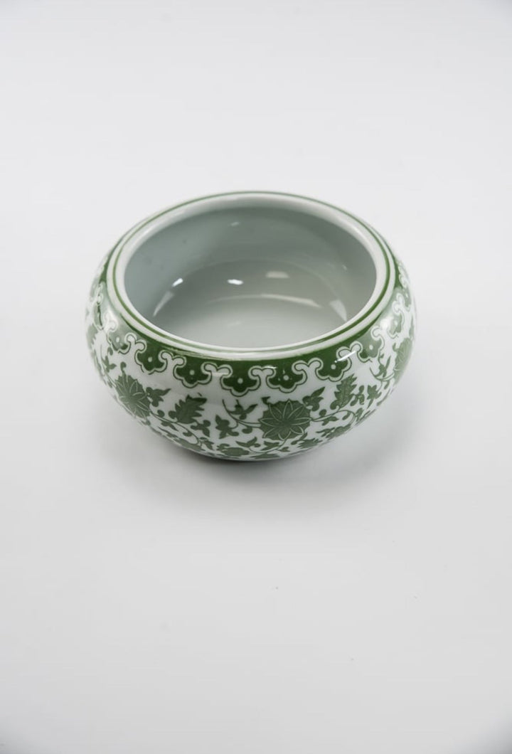 Green Chinoiserie Bowl Vase Large - Greenery MarketgreeneryACR055 - GR/WH
