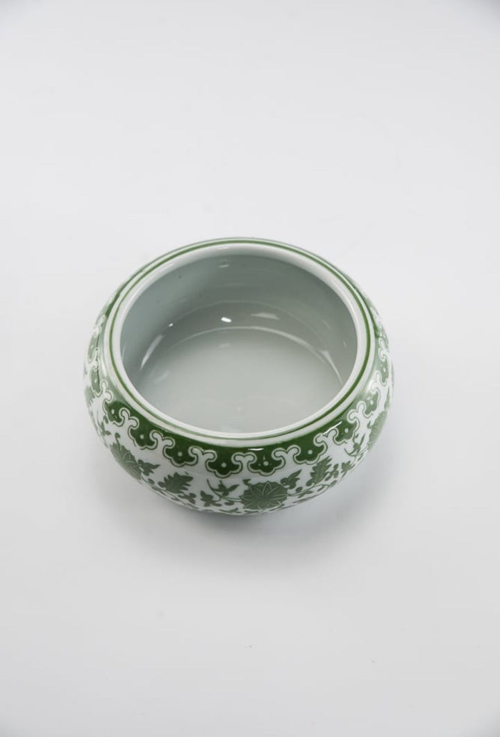 Green Chinoiserie Bowl Vase Large - Greenery MarketgreeneryACR055 - GR/WH