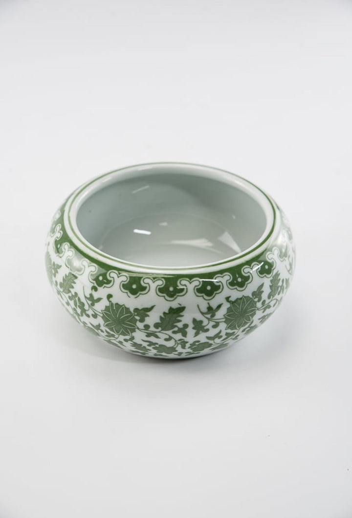 Green Chinoiserie Bowl Vase Large - Greenery MarketgreeneryACR055 - GR/WH