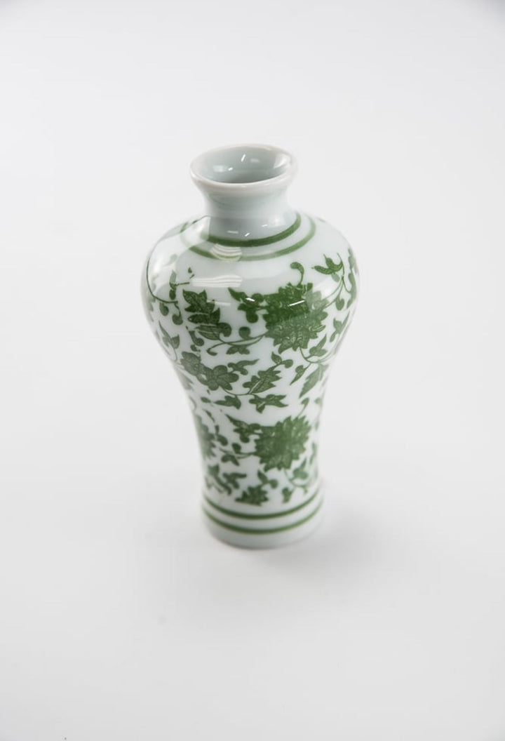 Green Chinoiserie Bud Vase - Greenery MarketgreeneryACR061 - GR/WH