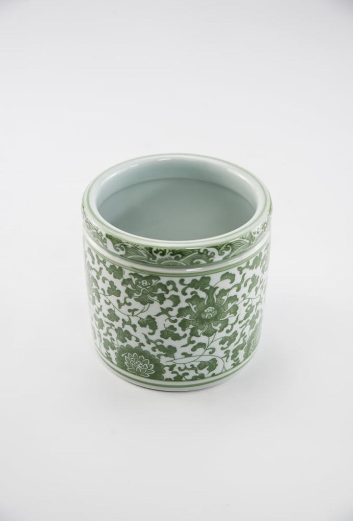 Green Chinoiserie Crock Vase Small - Greenery MarketgreeneryACR056 - GR/WH