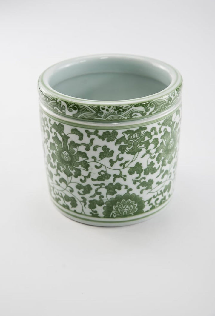 Green Chinoiserie Crock Vase Small - Greenery MarketgreeneryACR056 - GR/WH