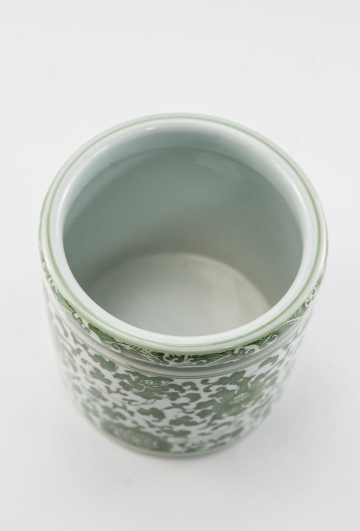 Green Chinoiserie Crock Vase Small - Greenery MarketgreeneryACR056 - GR/WH