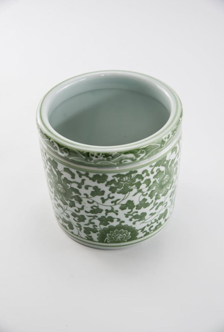 Green Chinoiserie Crock Vase Small - Greenery MarketgreeneryACR056 - GR/WH