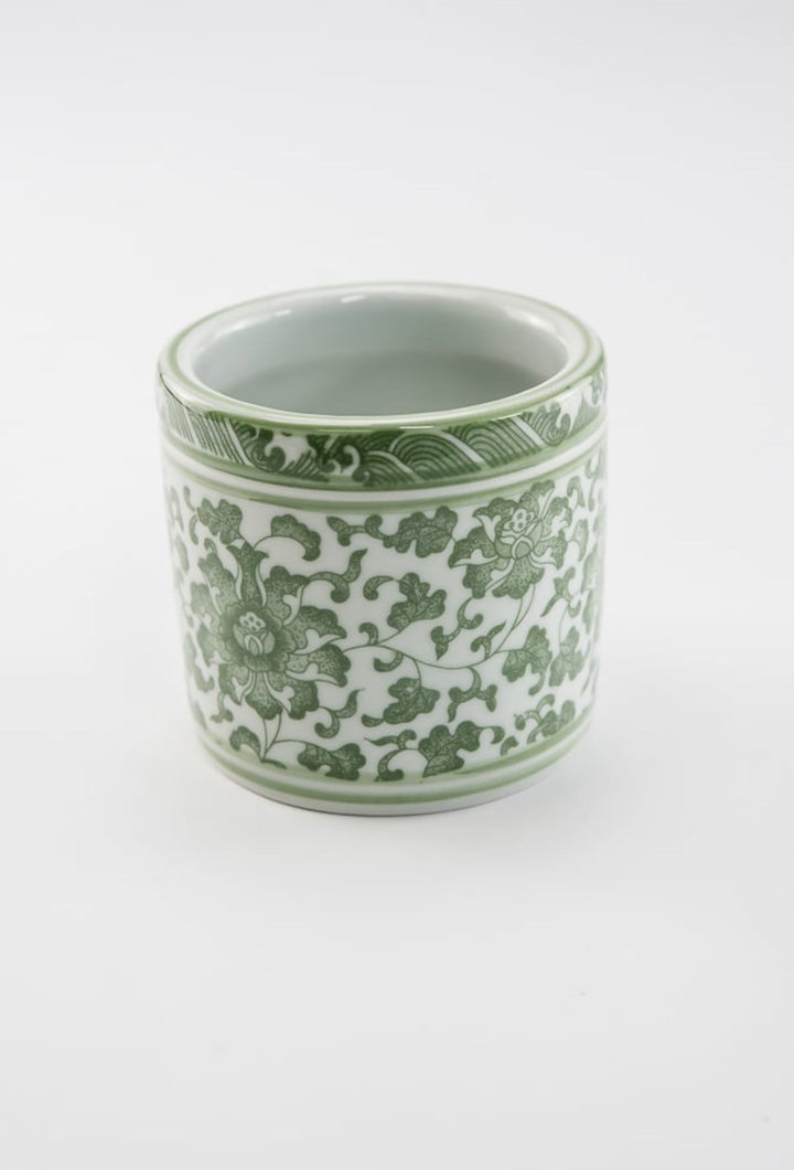 Green Chinoiserie Crock Vase Small - Greenery MarketgreeneryACR056 - GR/WH