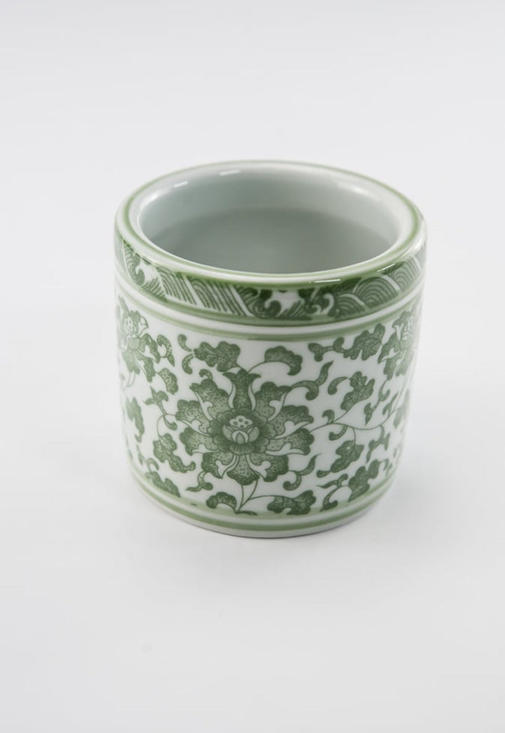 Green Chinoiserie Crock Vase Small - Greenery MarketgreeneryACR056 - GR/WH