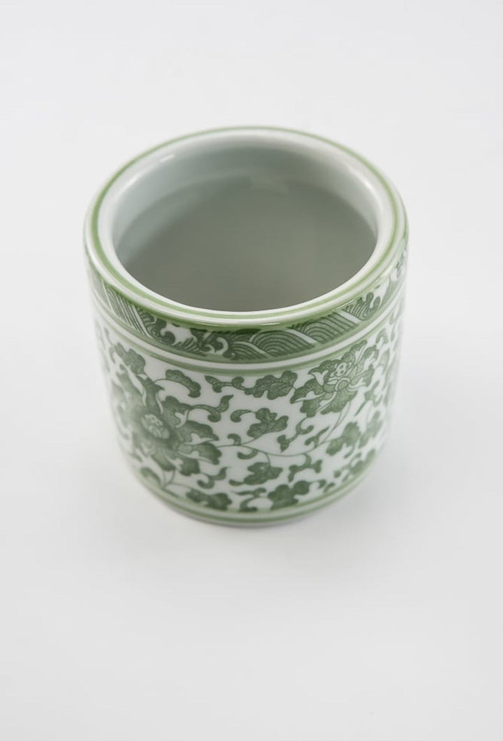 Green Chinoiserie Crock Vase Small - Greenery MarketgreeneryACR056 - GR/WH