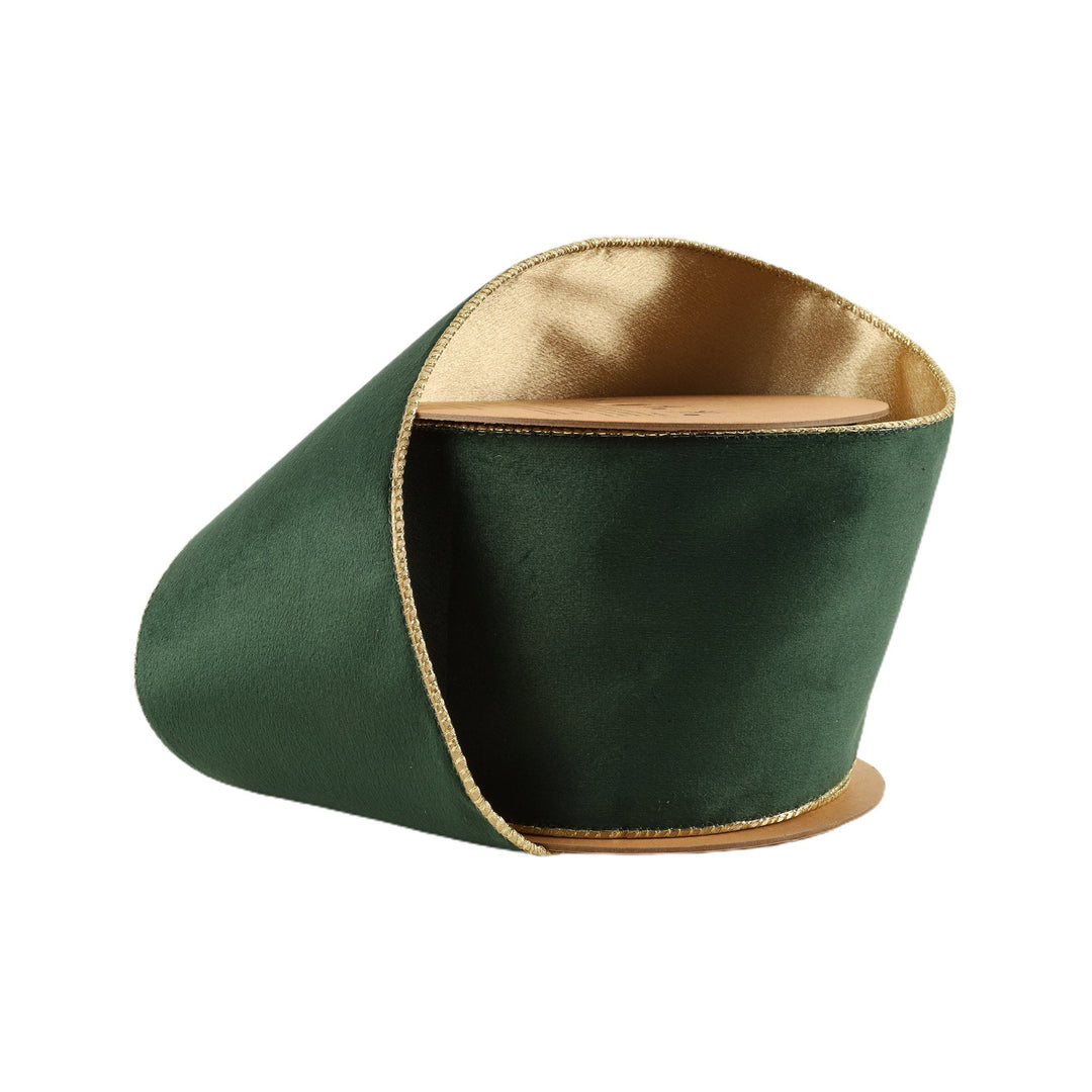 Green & Gold Reversible Classic Velvet Wired Ribbon - 4" - Greenery Market7115W - 589 - 100E
