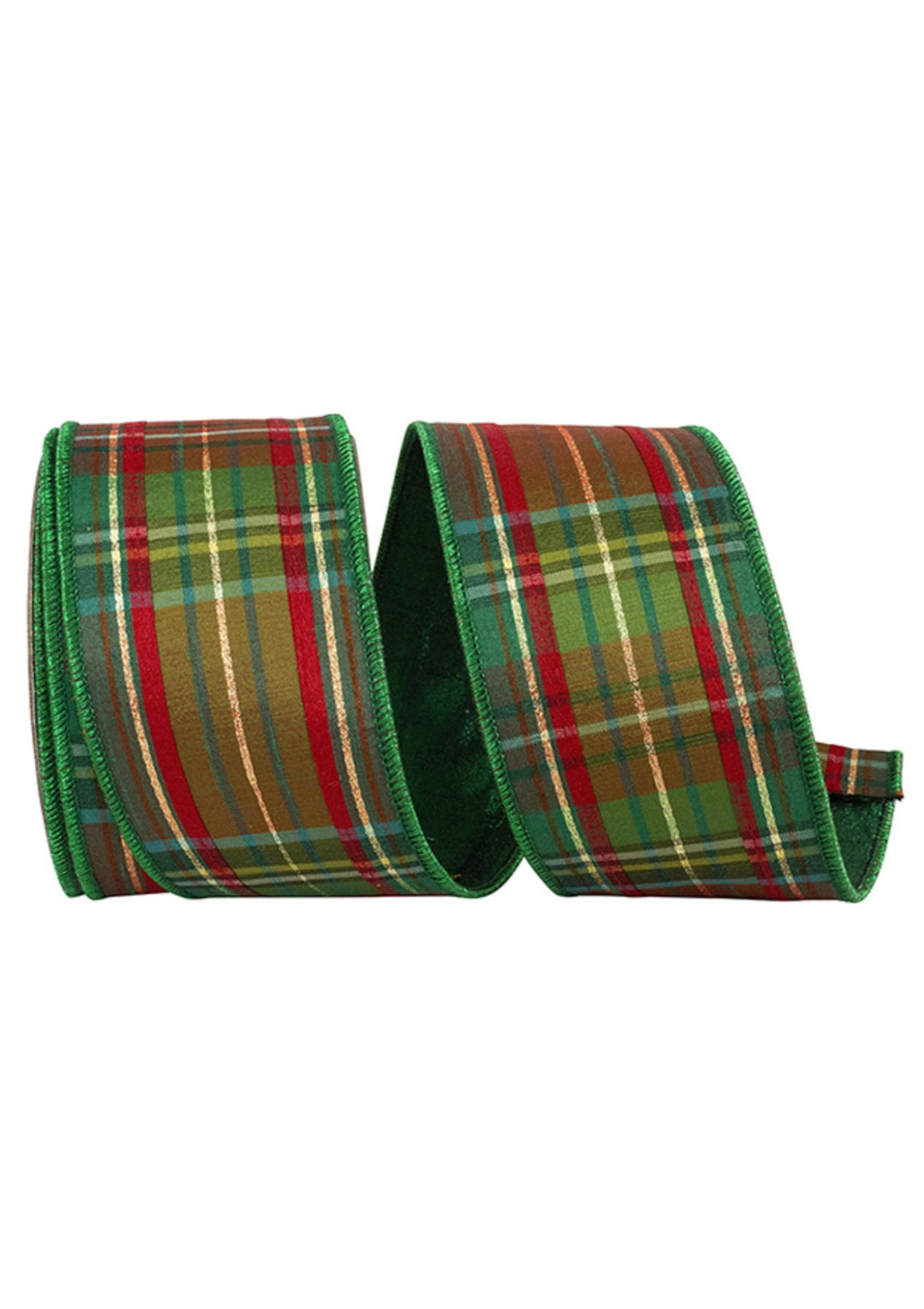 Green holiday plaid wired ribbon 2.5” - Greenery MarketWired ribbon94260W - 592 - 40F