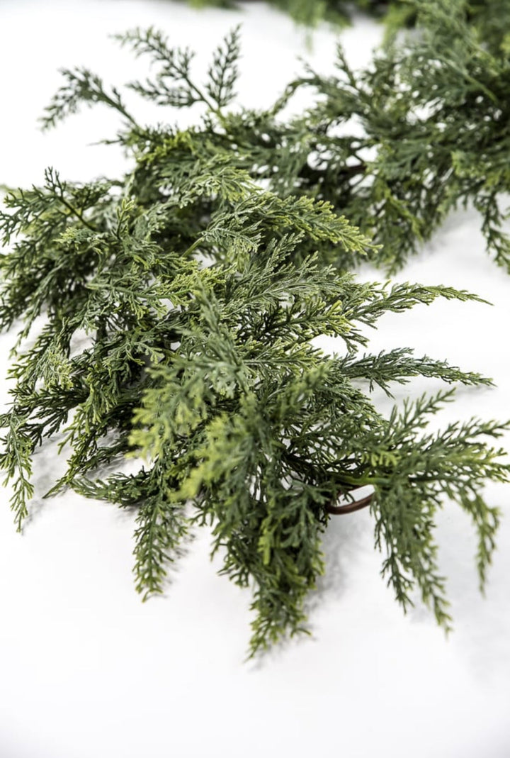 Green soft touch cedar garland 6’ - Greenery MarketX1937/6