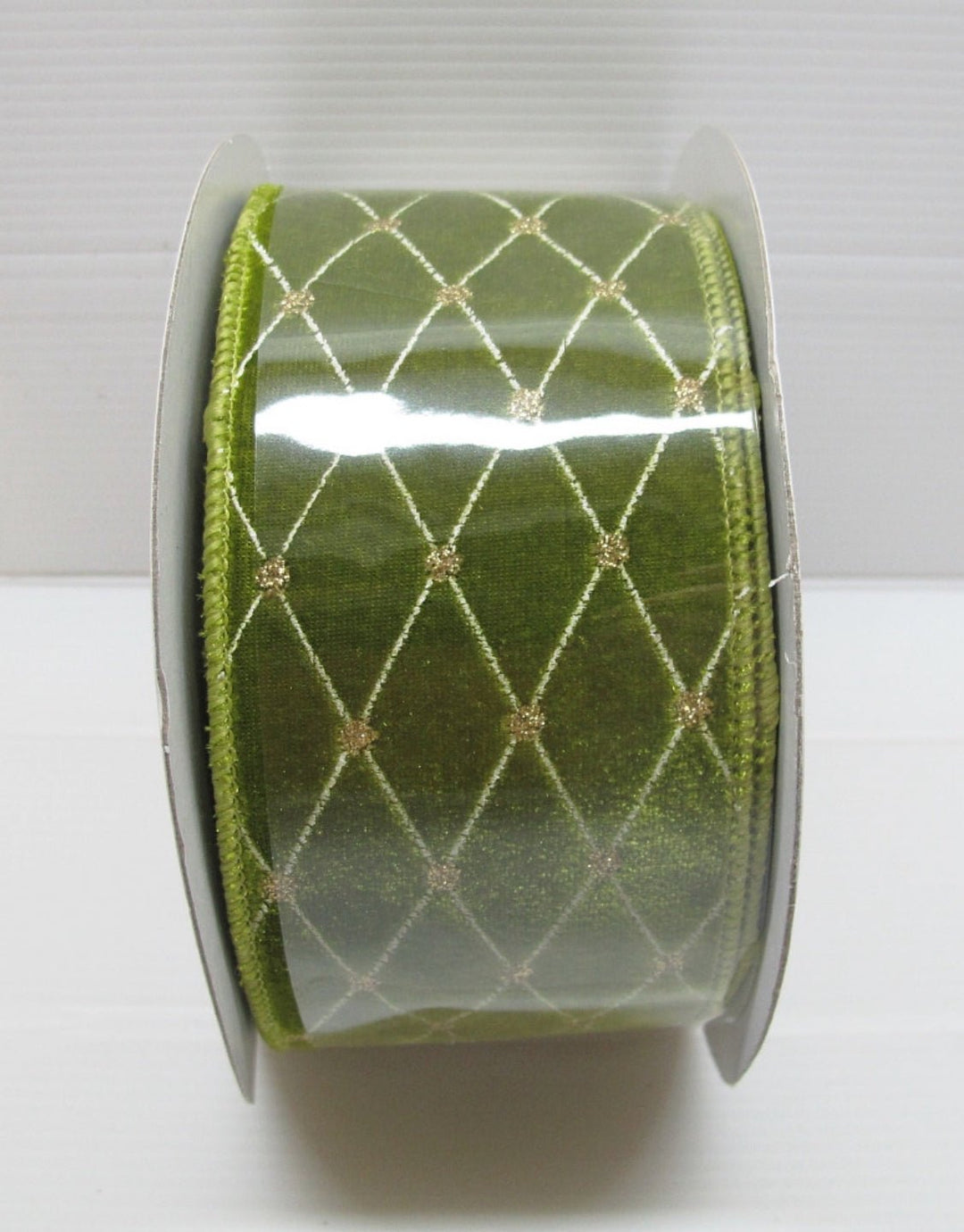 Green velvet diamond wired ribbon, 2.5" - Greenery MarketWired ribbon238173
