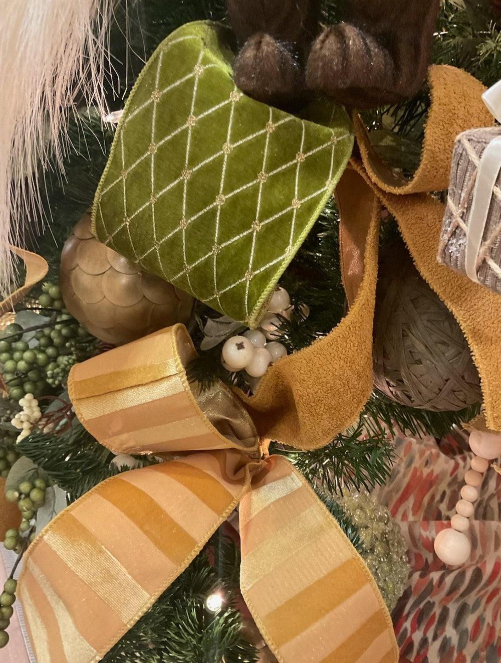 Green velvet diamond wired ribbon, 2.5" - Greenery MarketWired ribbon238173