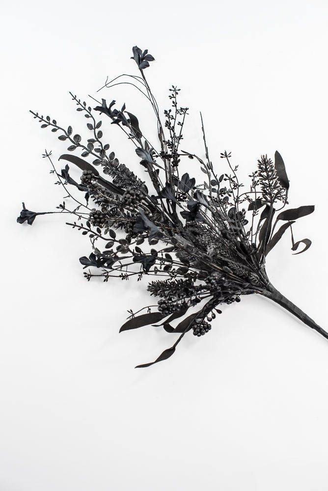 Halloween Fern and berry spray - black 63526 - Greenery MarketArtificial Flora63526 - BK
