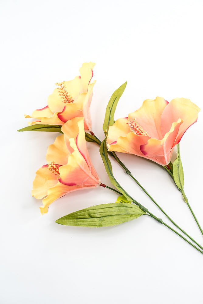 Hibiscus flower spray - coral pink - Greenery Marketartificial flowers29414CO