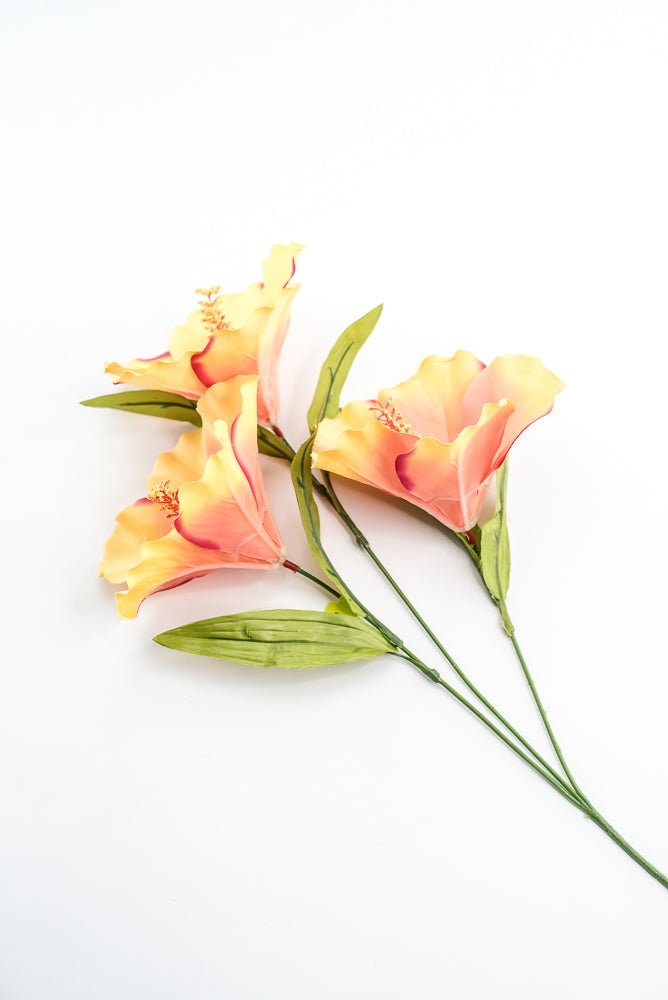 Hibiscus flower spray - coral pink - Greenery Marketartificial flowers29414CO