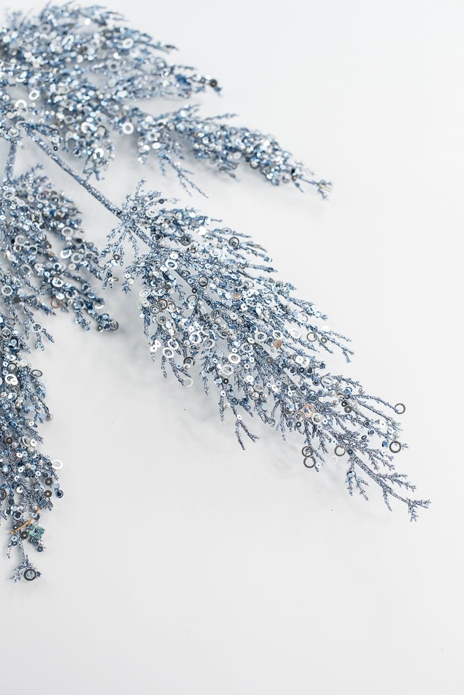 Holiday glittered cedar spray - blue - Greenery MarketXG1018 - LB