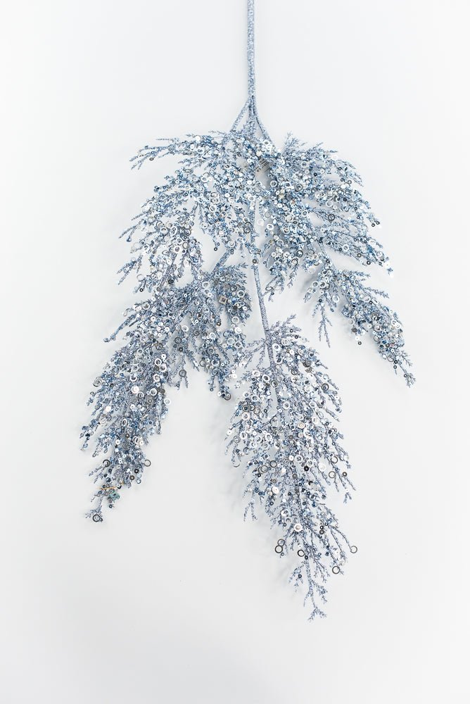Holiday glittered cedar spray - blue - Greenery MarketXG1018 - LB