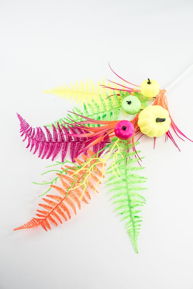 Hot Fluorescent Pumpkins, Fern, & Grass - Greenery Market85308
