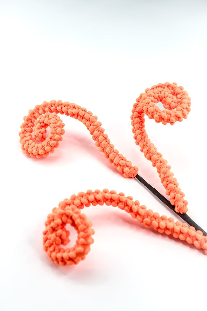 Hot Orange Puff Chenille Spiral Curly Spray - Greenery Market57259OR