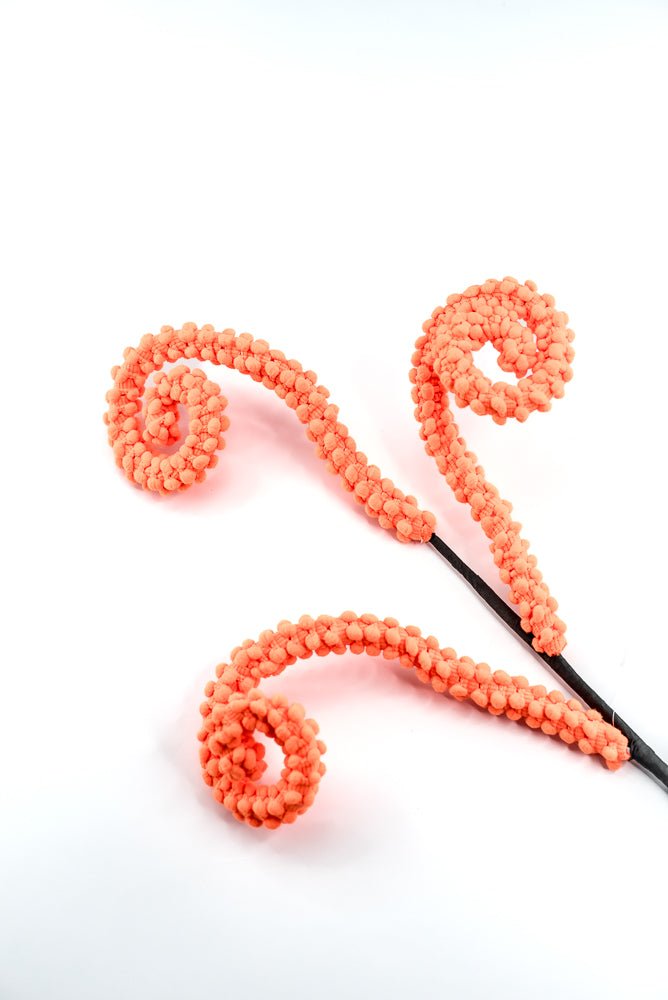 Hot Orange Puff Chenille Spiral Curly Spray - Greenery Market57259OR
