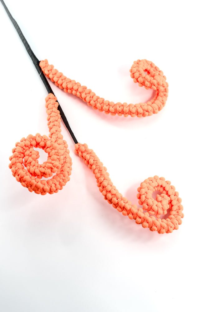 Hot Orange Puff Chenille Spiral Curly Spray - Greenery Market57259OR
